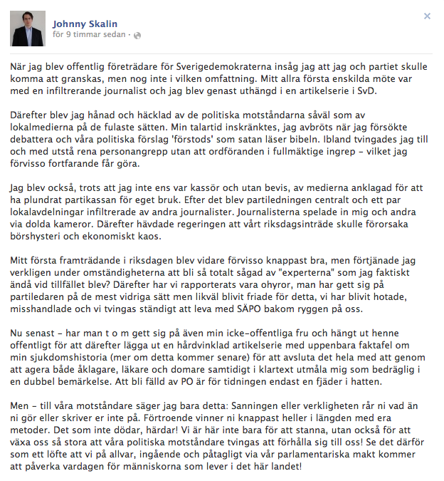  Sundsvalls tidning,  Sjukbidrag, Fru, Sverigedemokraterna, Anhöriginvandring, Johnny Skalin, Medier,  Wallraffa